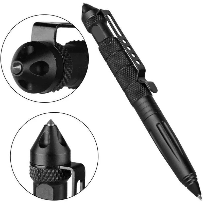 Tactical Pen Tool - ปากกายุทธวิธีทางทหาร ปากกาทุบกระจกฉุกเฉิน อลูมิเนียมอัลลอยด์อเนกประสงค์ สำหรับตั้งแคมป์กลางแจ้ง อุปกรณ์เอาตัวรอดเพื่อความปลอดภัย