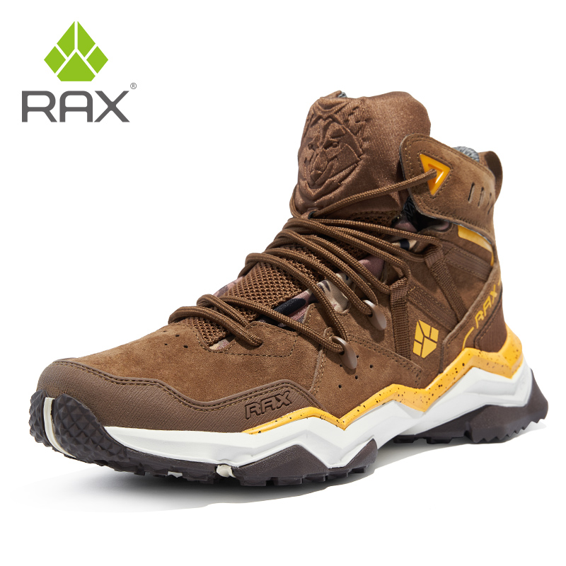 Hunting Outdoor Boots - RAX รองเท้าปีนเขาผู้ชาย, รองเท้าผ้าใบกลางแจ้งกันน้ำข้อกลางหุ้มข้อรองเท้าเดินป่าทำจากหนังรองเท้าปีนเขาล่าสัตว์