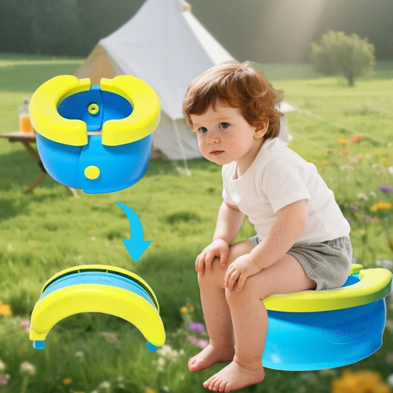 Outdoor Hunting Toilet - ที่นั่งฝึกขับถ่ายแบบพับได้สำหรับเด็ก ทำความสะอาดง่าย ที่นั่งชักโครกสำหรับเด็กชายและเด็กหญิง ของขวัญวันเกิด กระโถนเด็กแบบพกพาสำหรับการเดินทางและตั้งแคมป์