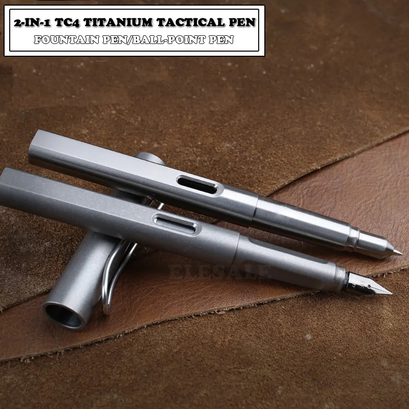 Tactical Pen Tool - ปากกาเจลน้ำพุ2-in-1ปากกายุทธวิธี TC4ทำจากไทเทเนียมคุณภาพสูงปากกาธุรกิจป้องกันตัวเองเครื่องมือ EDC ของขวัญดรอปชิป