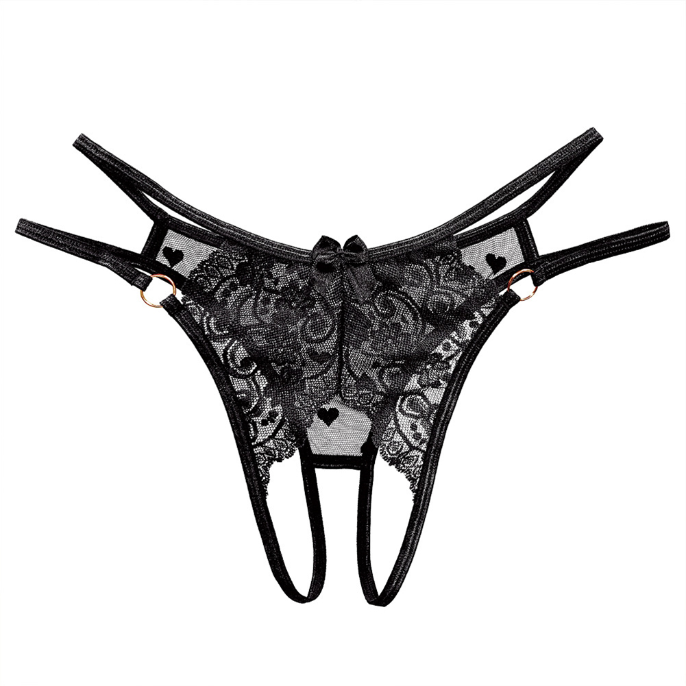 Bow Stringer Tool - ผู้หญิงเปิด Crotch Thongs Hollow Out Lace