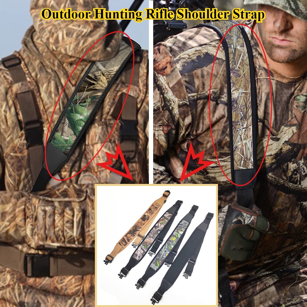 Outdoor Hunting Rifle - การล่าสัตว์กลางแจ้งปืนไรเฟิลสายคล้องไหล่ปรับลื่น Thicken ยุทธวิธีความจําเป็นสวมใส่ 2 จุดปืนกระเป๋า Multi-Function