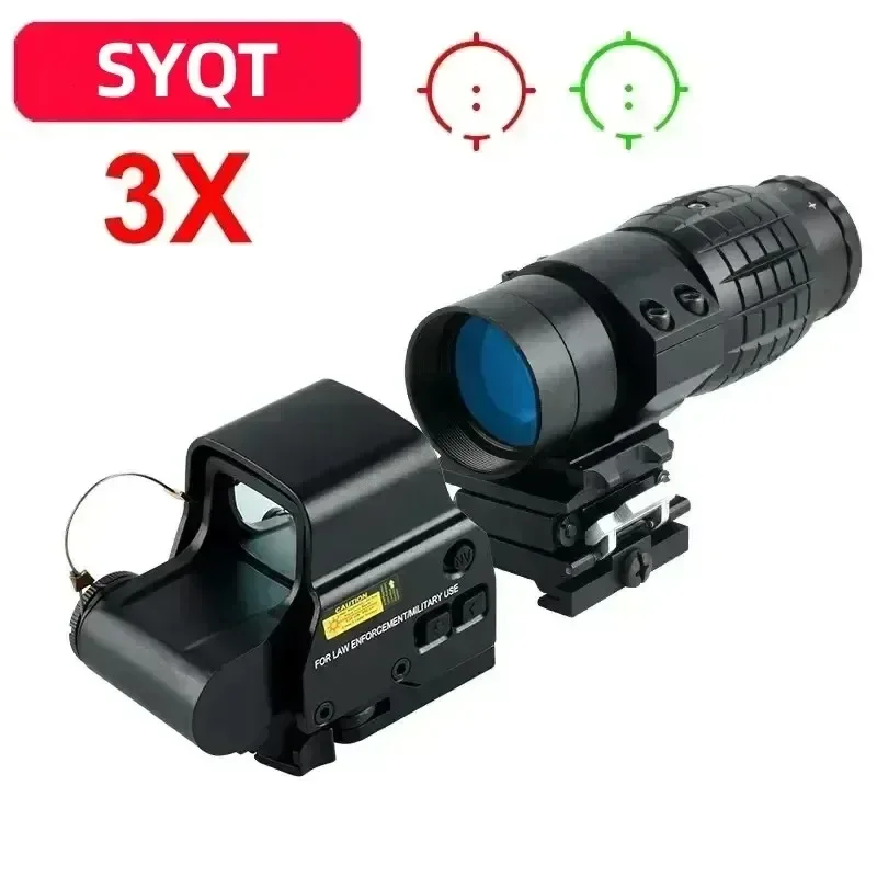 Outdoor Hunting Lab - 558 Holographicขอบเขต558 + 3xยุทธวิธีOpticsสถานที่ท่องเที่ยวFlip-Up Quickที่ถอดออกได้สีแดง/สีเขียวDotการล่าสัตว์Airsoft 3xแว่นขยาย