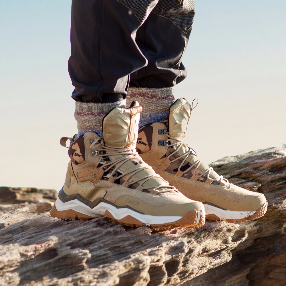 Hunting Outdoor Boots - Rax รองเท้าปีนเขาผู้ชาย, รองเท้าผ้าใบกลางแจ้งกันน้ำข้อกลางรองเท้าเดินป่าทำจากหนังรองเท้าบูทเดินป่าปีนเขาล่าสัตว์