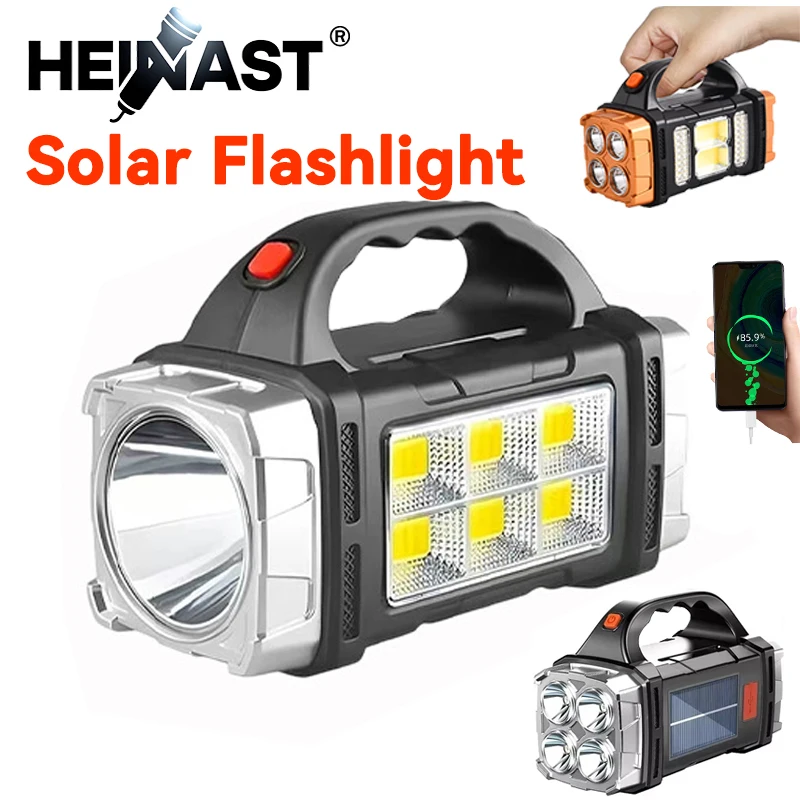 Hunting Fishing Outdoor - ไฟฉายมือถืออันทรงพลัง USB ชาร์จไฟฉายซุปเปอร์ไบรท์ โซลาร์ ซังฟลัดไลท์กลางแจ้งแบบพกพาโคมไฟตั้งแคมป์ฉุกเฉิน