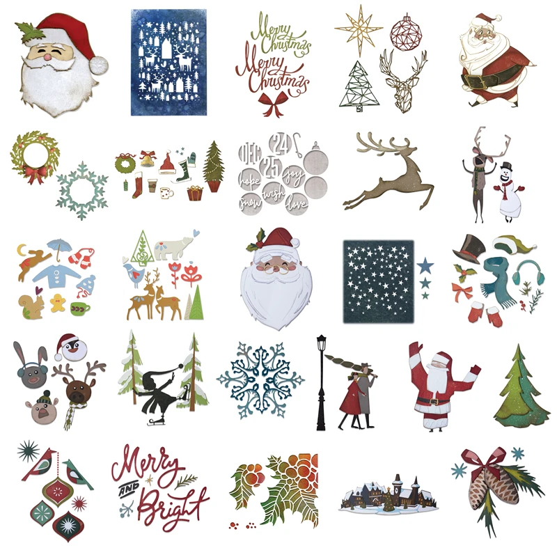 Elk Bugle Call - Merry Christmas ตัดโลหะตาย Scrapbooking กระดาษ Santa