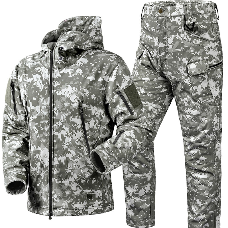Safari Outdoor Hunting Jackets - ฤดูหนาว Thicken Men Camo ชุดกันน้ํายุทธวิธีการฝึกอบรมชุด Multi-Pocket
