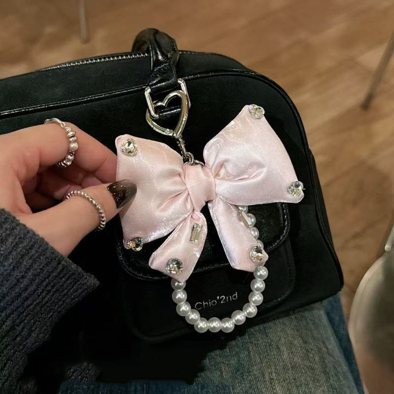Bow Stringer Tool - ใหม่เลียนแบบ Pearl String Bow พวงกุญแจสามมิติสีโทรศัพท์มือถือแขวนตกแต่ง Key