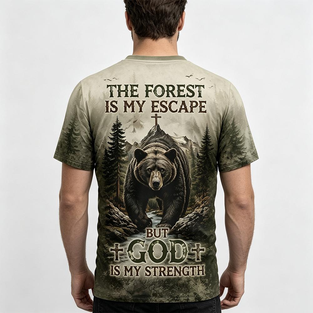 เสื้อยืดพิมพ์ลายหมีป่าสไตล์วิน - Hunting And Camping In Forest บทวิจารณ์และราคา