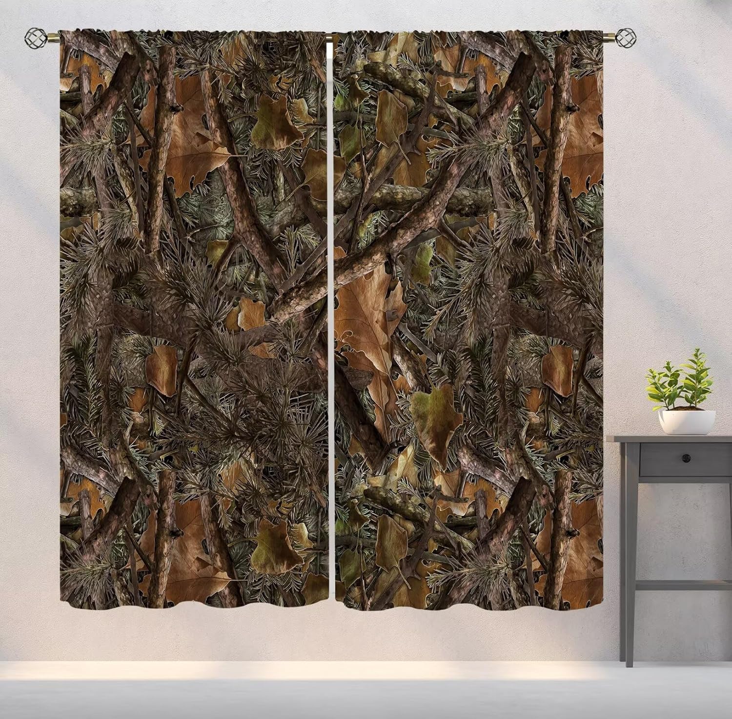 ผ้าม่านลายพรางป่าสำหรับห้องนอน - Hunting And Camping In Forest บทวิจารณ์และราคา