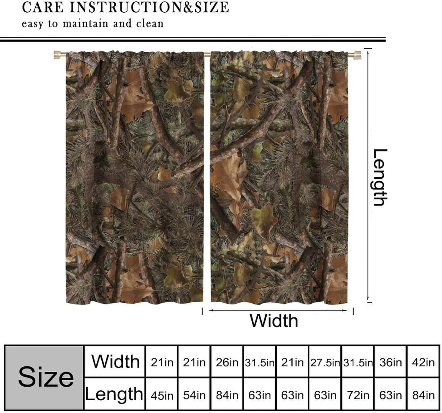 ผ้าม่านลายพรางป่าสำหรับห้องนอน - Hunting And Camping In Forest บทวิจารณ์และราคา