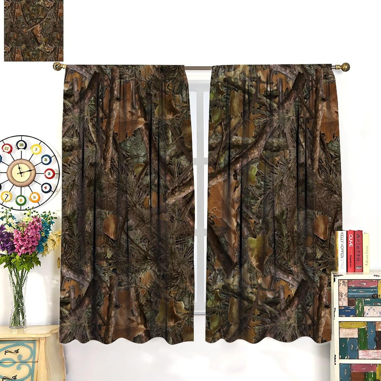 ผ้าม่านลายพรางป่าสำหรับห้องนอน - Hunting And Camping In Forest บทวิจารณ์และราคา
