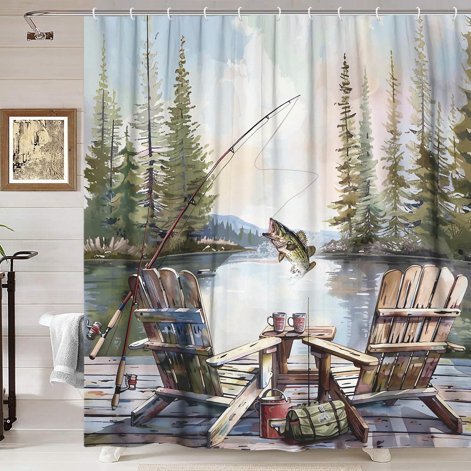ม่านอาบน้ำลายตกปลาแบบชนบท, ม่า - Hunting And Camping In Forest บทวิจารณ์และราคา