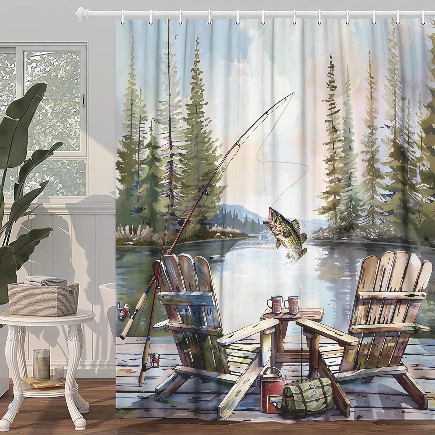 ม่านอาบน้ำลายตกปลาแบบชนบท, ม่า - Hunting And Camping In Forest บทวิจารณ์และราคา