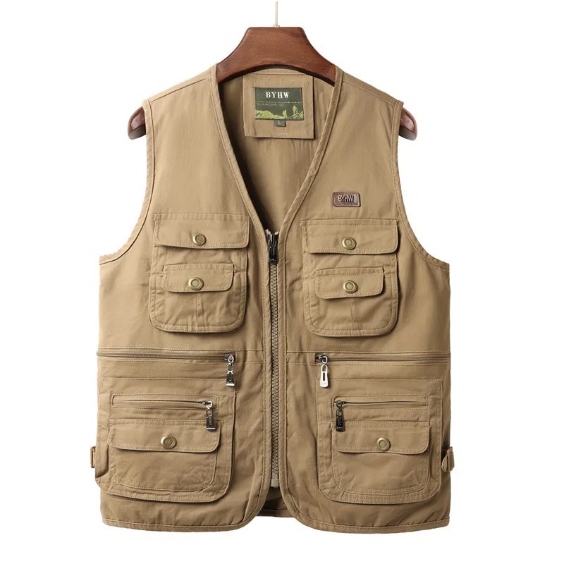 เสื้อกั๊กผู้ชายแบบมีกระเป๋าหลา - Safari Outdoor Hunting Jackets บทวิจารณ์และราคา