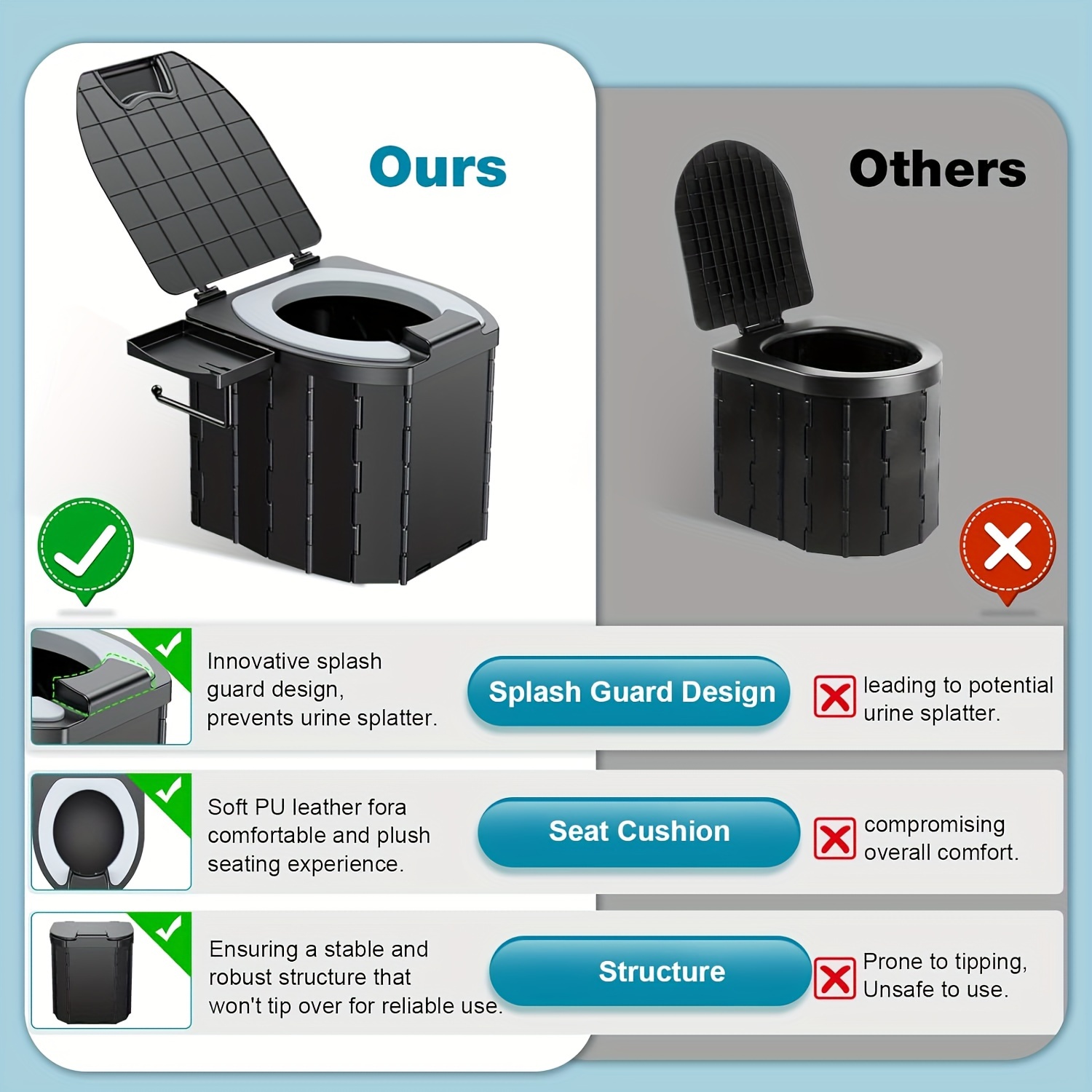 ห้องน้ำพับแบบพกพาพร้อมเบาะรองน - Outdoor Hunting Toilet บทวิจารณ์และราคา