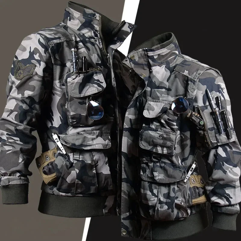 Mens Camouflage ชุดหลายกระเป๋า - Safari Outdoor Hunting Jackets บทวิจารณ์และราคา