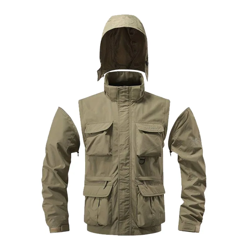 เสื้อแจ็คเก็ตแบบถอดแขนได้ มีฮู - Safari Outdoor Hunting Jackets บทวิจารณ์และราคา