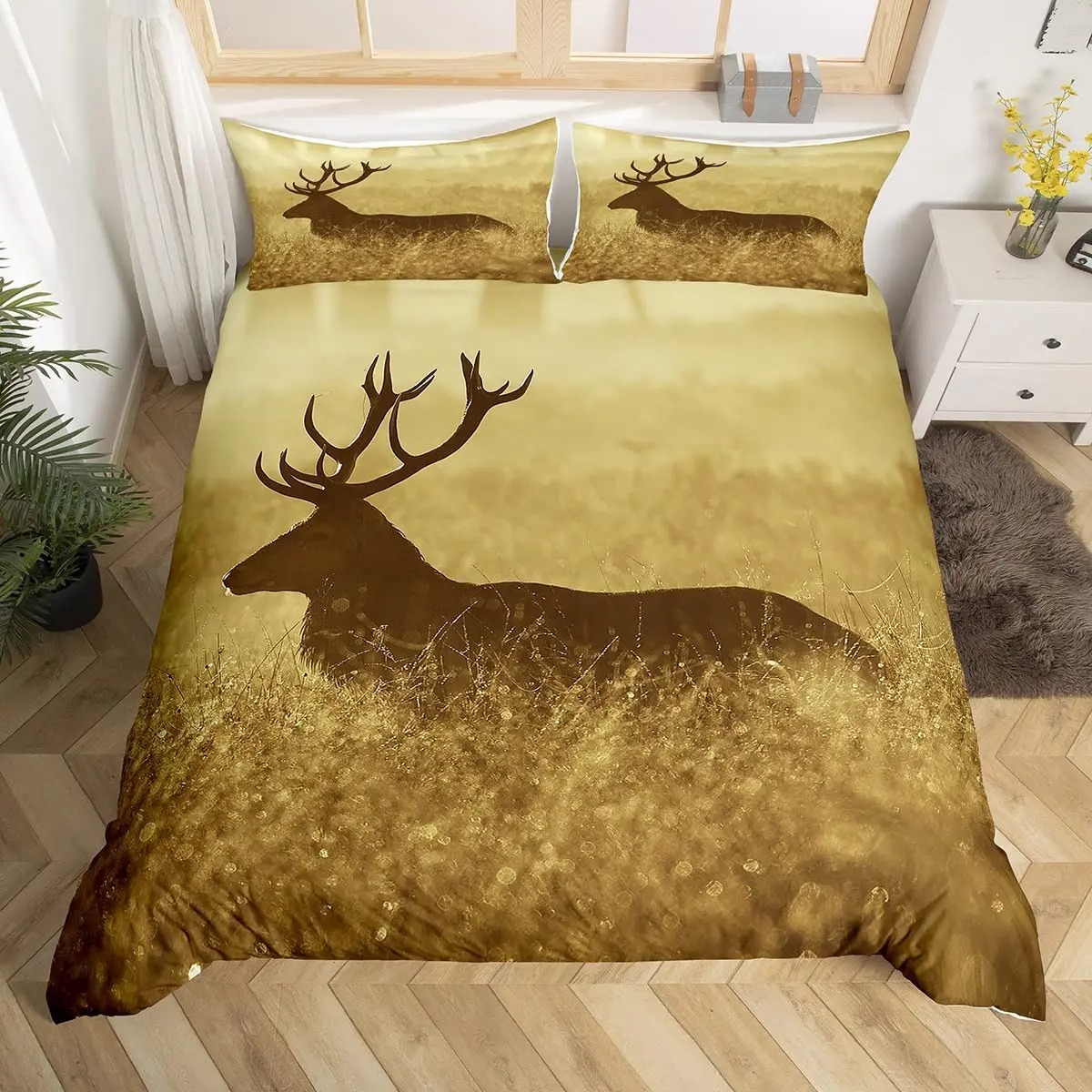 ชุดผ้าปูที่นอนลายกวางเอลก์ ขนา - Hunting And Camping In Forest บทวิจารณ์และราคา